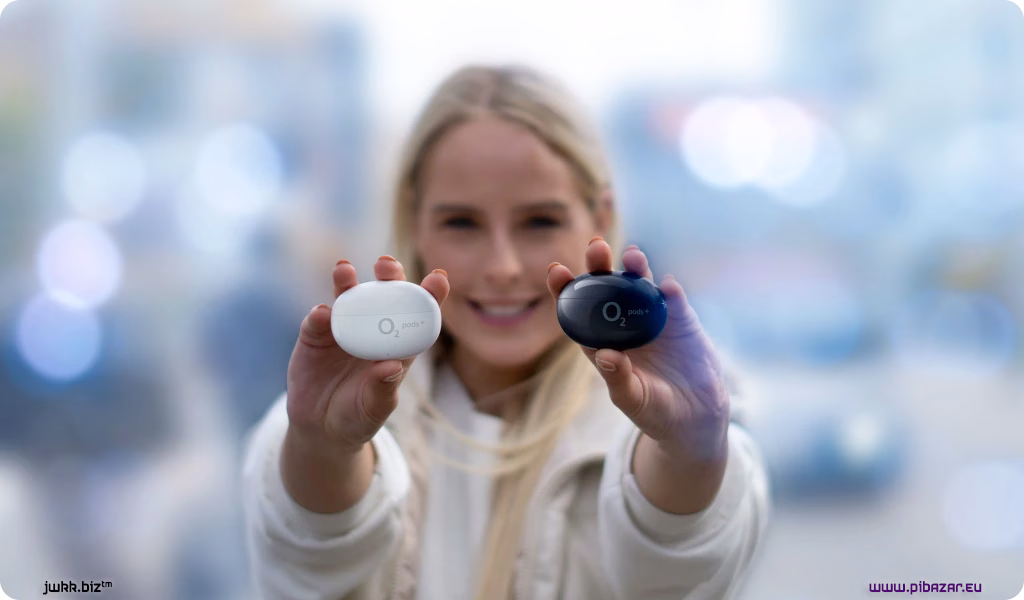 Bezdrátová sluchátka O2 pods+ Mark II. s ANC, černá - Výdrž baterie až 28 hodin
