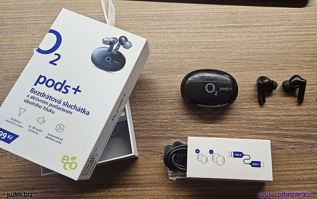 Bezdrátová sluchátka O2 pods+ Mark II. s ANC, černá