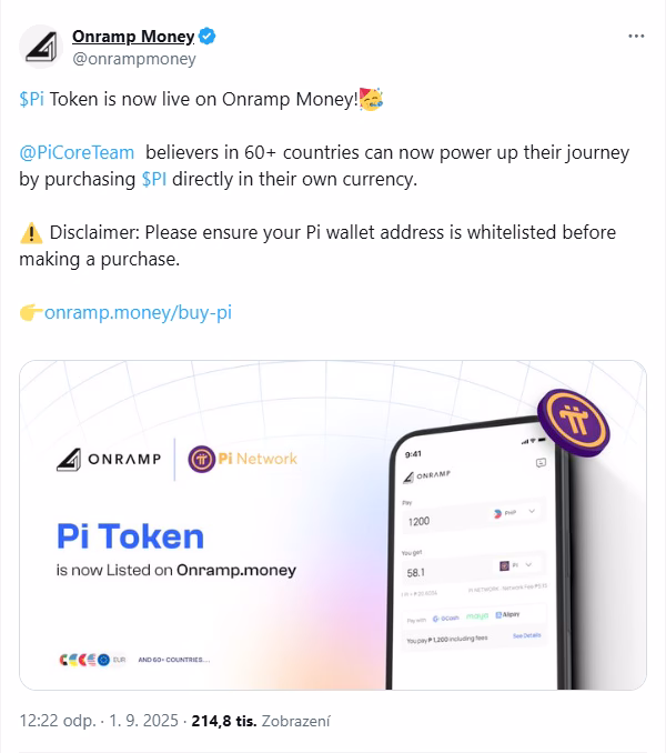 Pi Token is now live on Onramp Money!