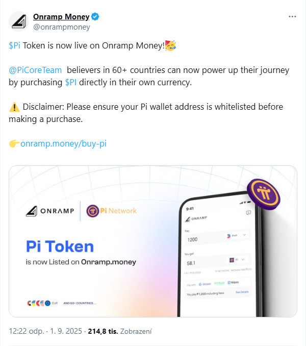 Pi Token is now live on Onramp Money!