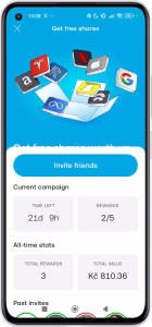 Trading 212 - Get free shares - Current campaign - Overview of rewards and invitations received
