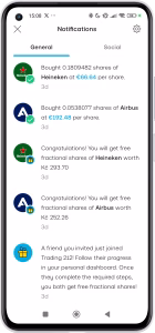 Trading 212 - Get Free Shares - Notification of Shares Received